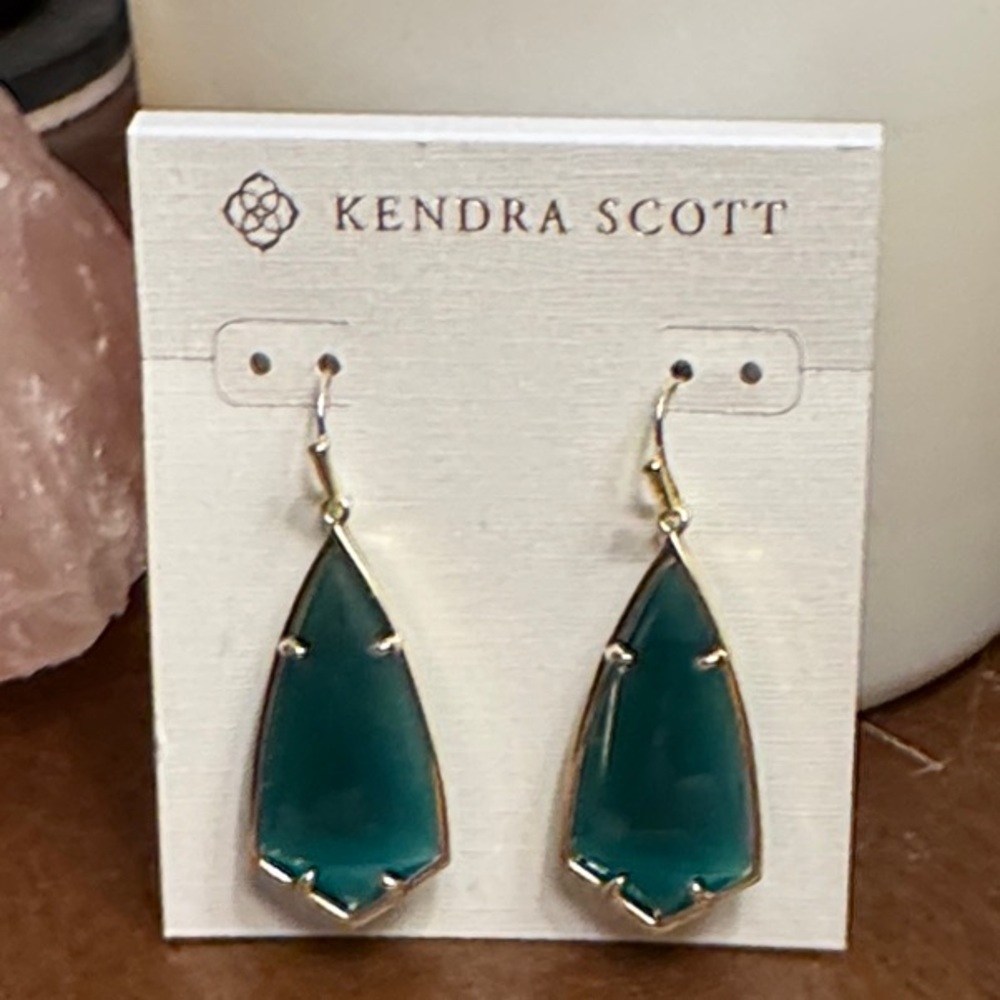 Kendra Scott Green Teardrop Earrings